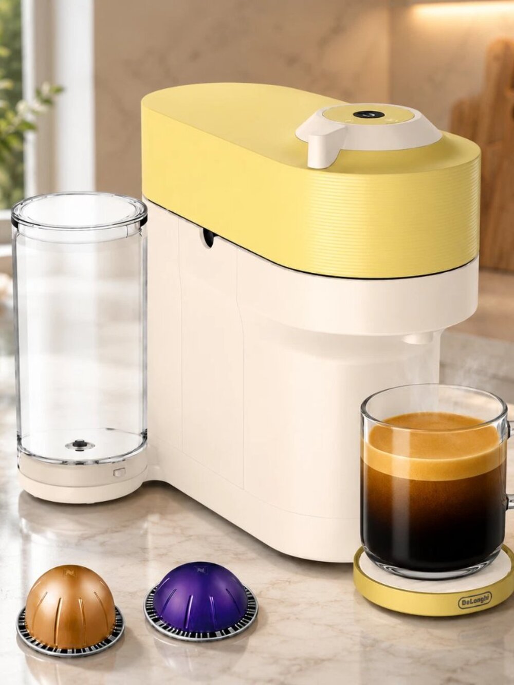 Limited Edition Nespresso Vertuo Pop+ De'Longhi Pastel Yellow ENV92LE New
